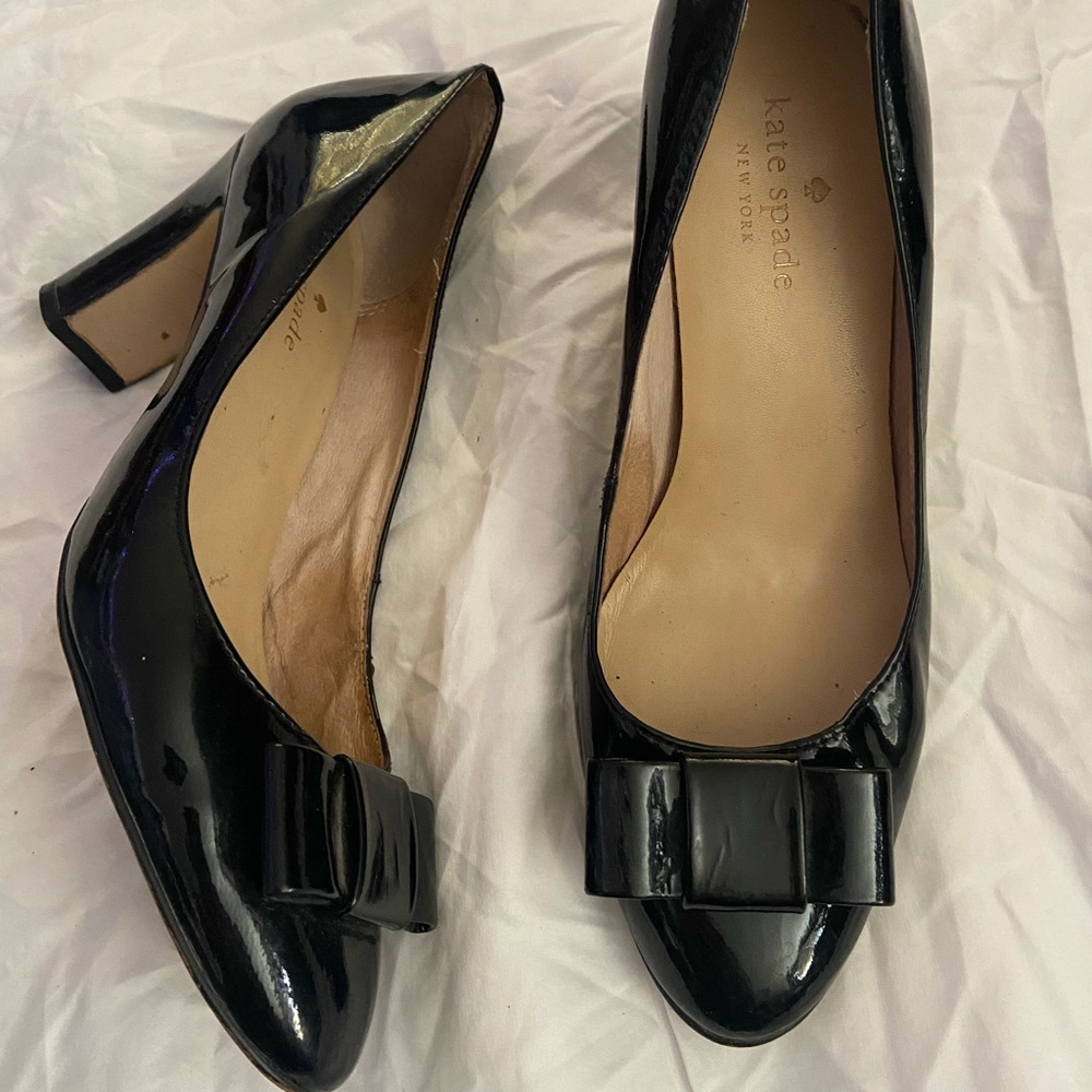 Kate spade pinup bow black parent pumps heels sz 6